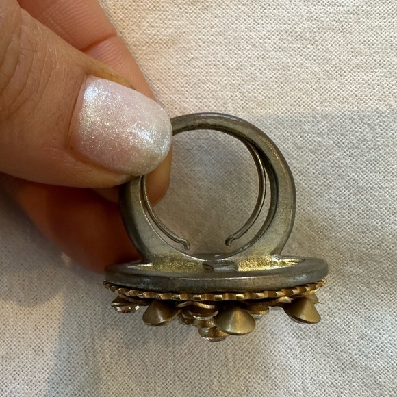 Vintage Y2K Juicy Couture Gold Pearl Diamond Cocktail Ring - Picture 6 of 9